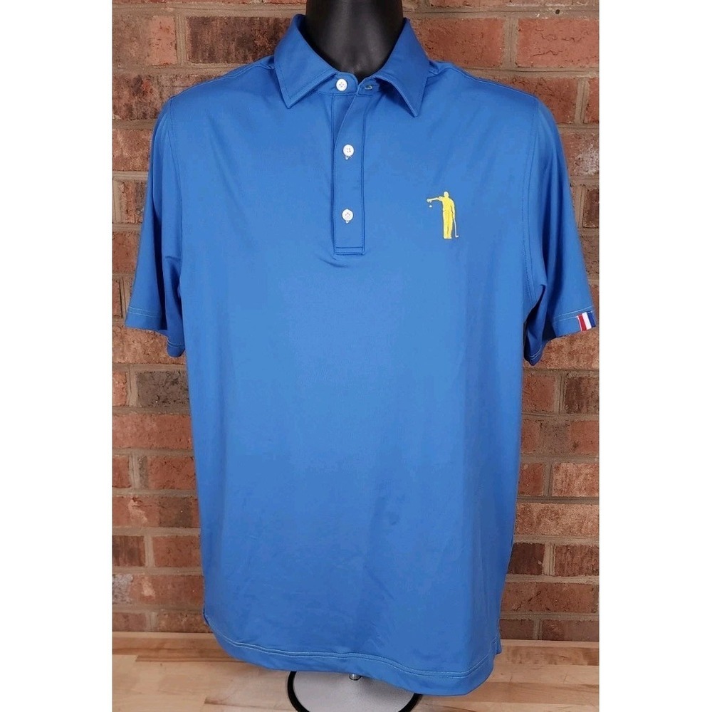 USAG U Suck at Golf Mens Performance Stretch Polo Shirt Size Medium Blue